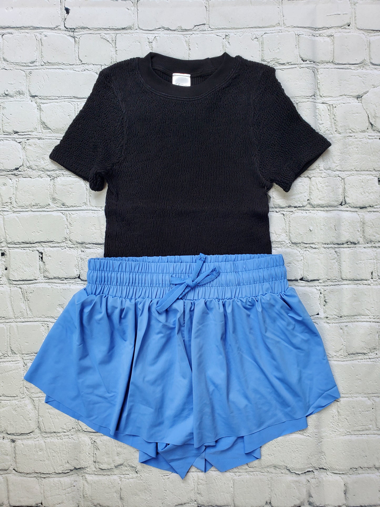 Smocked Short Sleeve Top - Black