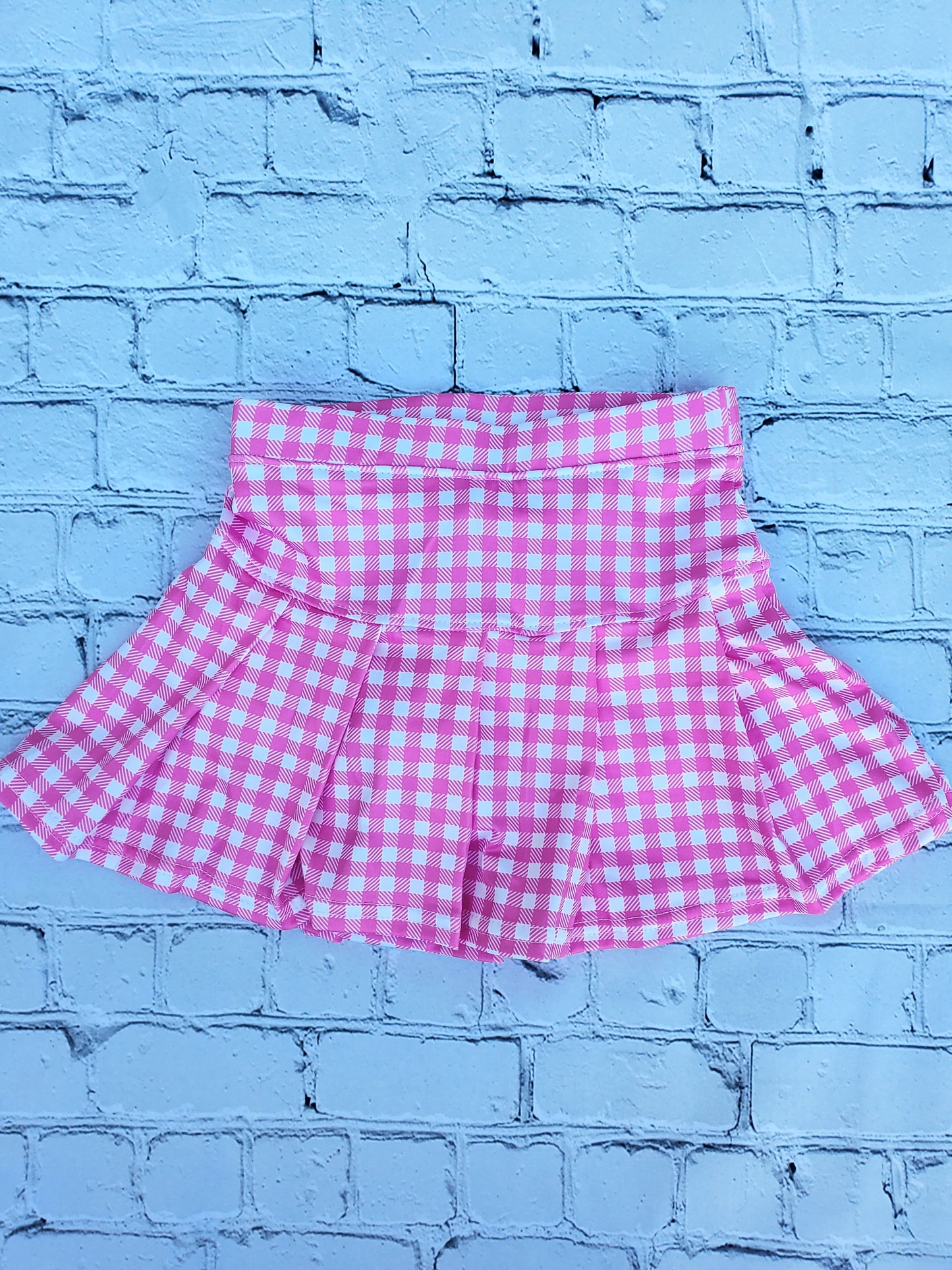 Pink Gingham Skort