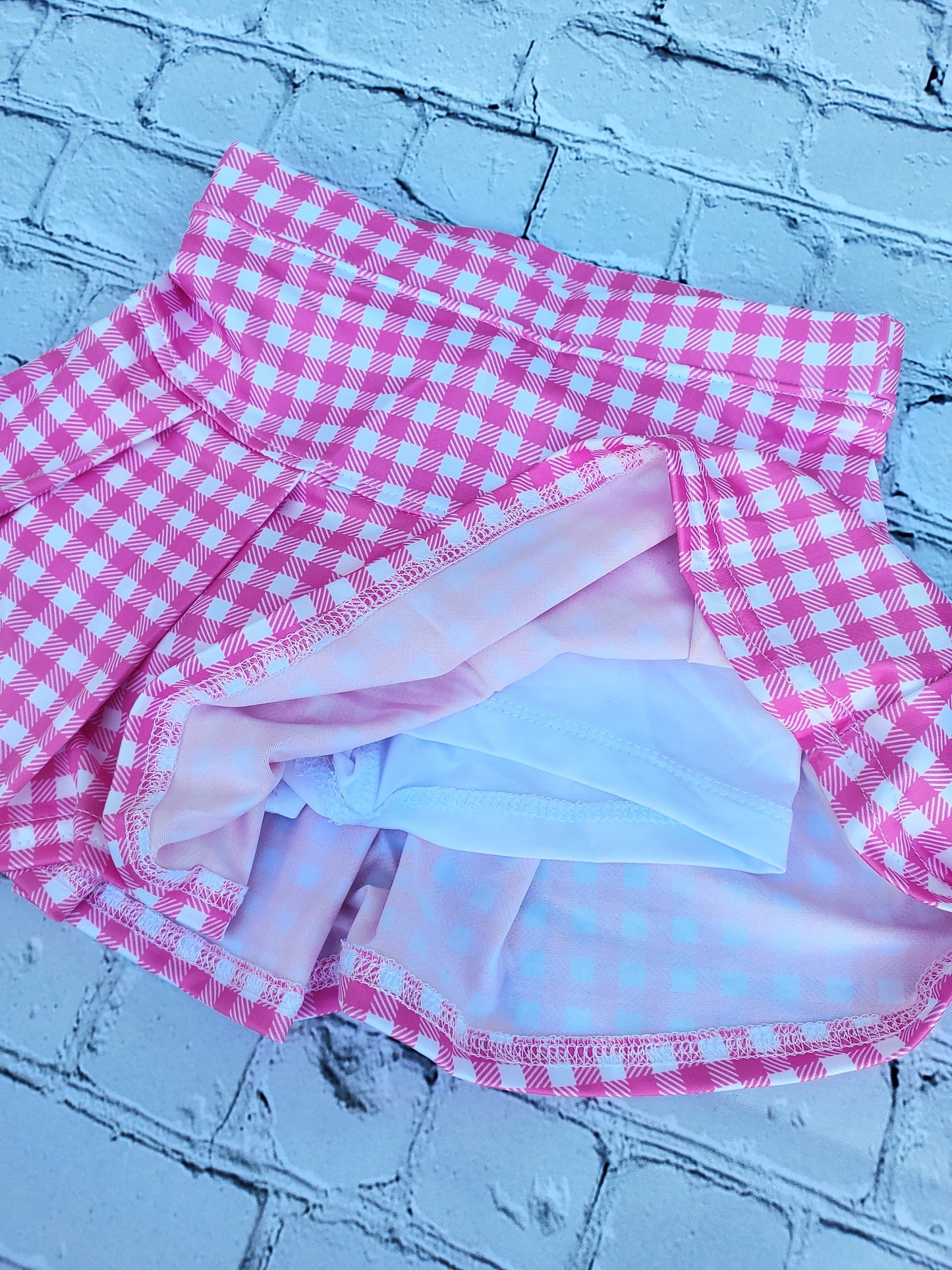 Pink Gingham Skort