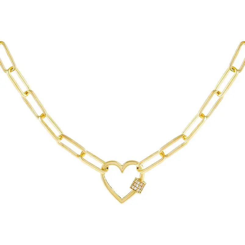 Heart Lock Paperclip Necklace